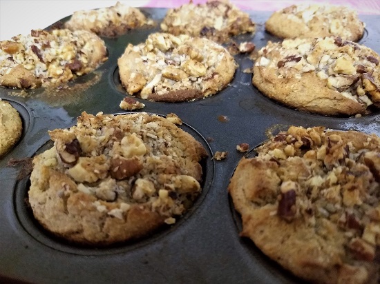 Banana muffins in oven tray