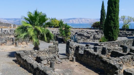 Ruins of basalt homes of Kfar Nahum(Capernaum)